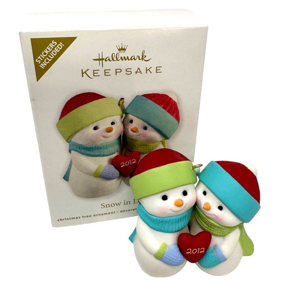 Hallmark Keepsake Ornament Snow in Love Personalize Stickers Snowmen 2012 - Picture 1 of 11